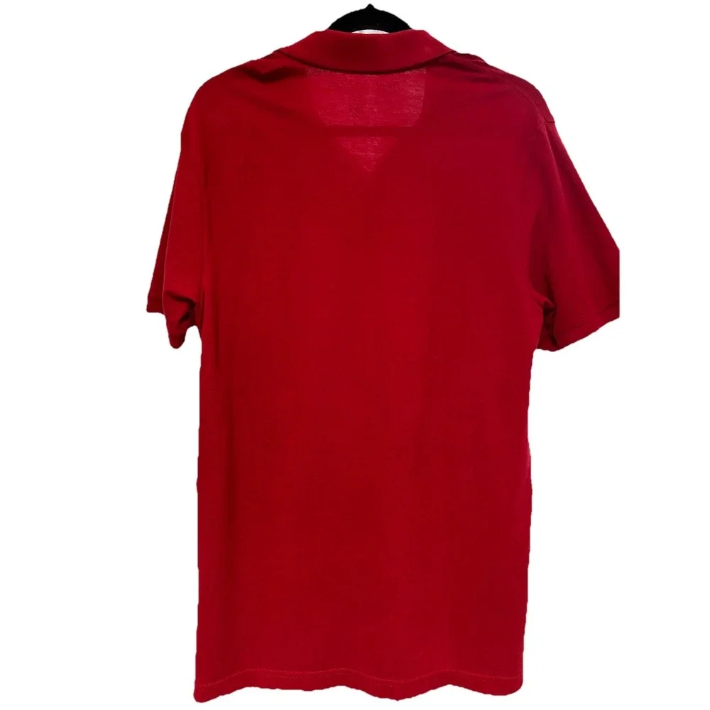 True Religion Mens Seasonal Polo Shirt Red Blue Horseshoe‎ Logo Cotton Medium